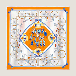 HERMES LES BÉCANES スカーフ 赤　自転車　ヴィンテージ Atelier Ninon / ヴィンテージ「エルメス」スカーフ『LES